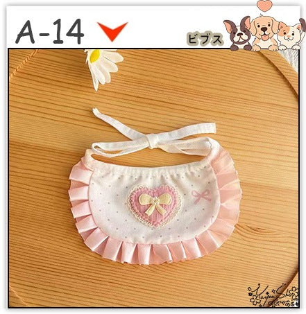 【3+1枚 / 5+2枚】超人気のインスタイルフラワービブ猫唾液タオル純粋な手作り犬用ビブペット織りネックスカーフ