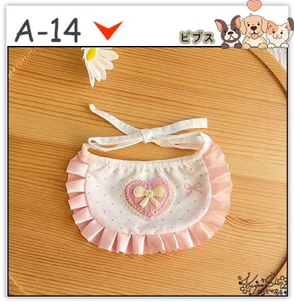 【3+1枚 / 5+2枚】超人気のインスタイルフラワービブ猫唾液タオル純粋な手作り犬用ビブペット織りネックスカーフ
