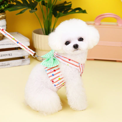 ペットの胸の牽引紐の犬の背もたれの蝶結びの胸のバックの猫の日韓の小型犬のペットの服装 メガ割ワンピースパンツトートバッグ
