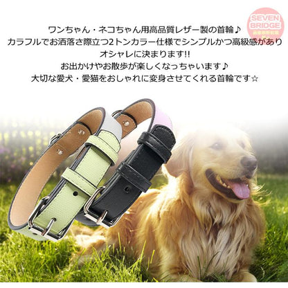 ツートンカラー ペットグッズ カラフル 小型犬 ペット 首輪 犬 大型犬 レザー ドッグ 猫 キャット 中型犬