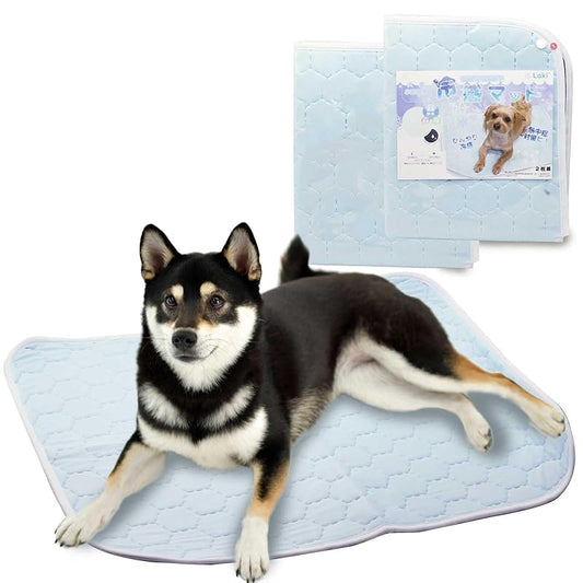 【即納】Laki ラキ 犬 夏用 ひんやり 冷感吸水マット 70cm×100cm 2枚セット 暑さ対策 滑り止め ずれない シーツ 繰り返し使える 丸洗い ライトブルー Mサイズ
