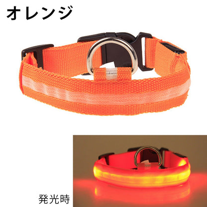 首輪 点滅モード 光る首輪 犬首輪 犬の散歩 夜の散歩 ボタン電池 光る LED ドック 長さ調節可能 安全 4サイズ