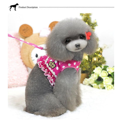犬 胴輪 キャット ワンピース ハーネス 水玉 ウェアハーネス リード ドレス ペット 付 服 ドッグ