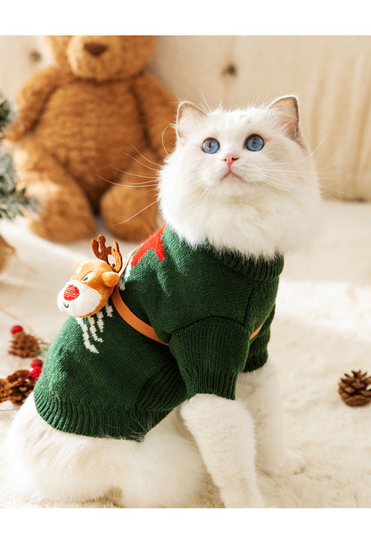 猫クリスマスお祭り秋冬ヘラジカクロスボディニットジャンパー犬暖かいハロウィンペット服