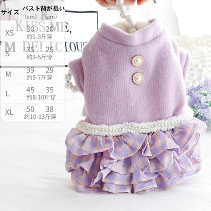 2色の新金犬の服かわいい猫のバブルスリーブロリータお姫様リボン本ピンクワンピース新生ミルク犬のミルク猫の子犬マシュマロ小型犬ペットテディ服CXDZ23
