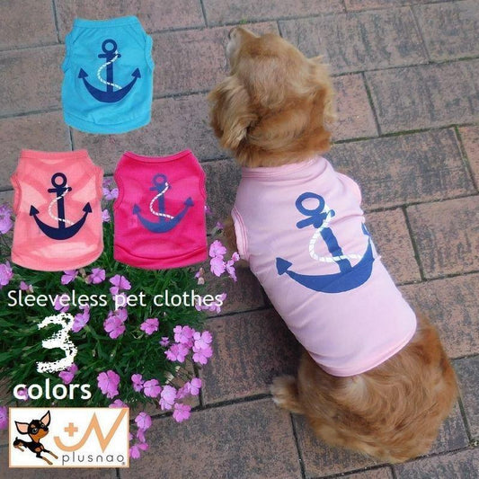 超目玉新品 ペットファッション 犬服 ドッグウェア ペットウェア 薄手 ノースリーブ プリントＴシャツ 碇 マリン 犬用 犬 いぬ ドッグ 可愛い かわいい