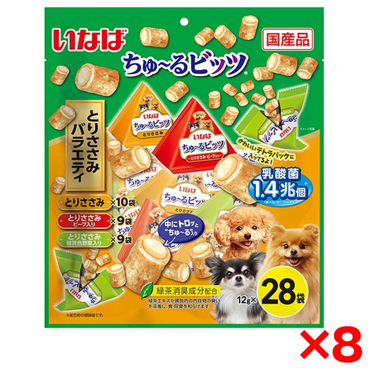 <a href="https://www.qoo10.jp/gmkt.inc/Search/brand.aspx?brandno=77771" target="_blank" class="title_brand" id="btn_brand" title="いなばペットフード">いなばペットフード</a>8個セット いなば ちゅ～るビッツ とりささみバラエティ 12g×28袋