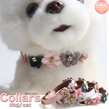 小型犬 犬 フラワー 猫 中型犬 キャット ドッグ ペットグッズ ペット カラフル レザー 首輪 花