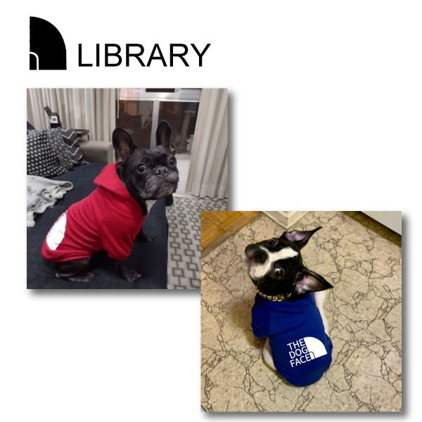 ドッグフェイス パーカー 犬 冬服 ドッグウェア パロディ 犬用 長袖 トイプードル 柴犬 スウェット トレーナー スポーティ かっこいい 散歩 お出かけ ペットウェア おしゃれ