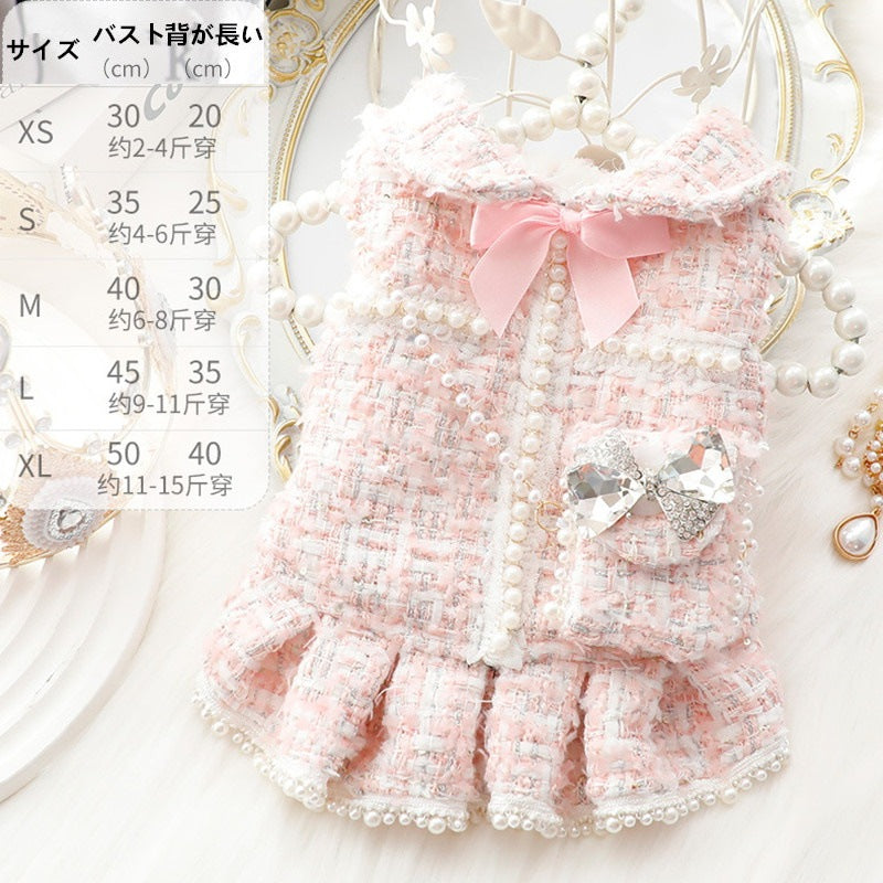 【当店の新品】新品3色XS-XL春秋冬新金あたたまることスエード入り厚手タイプ犬の服かわいい猫の新生ミルク犬のミルク猫のプリンセスワンピース子犬マシュマロ小型犬ペットテディ服キャミソール甘い猫犬服CX