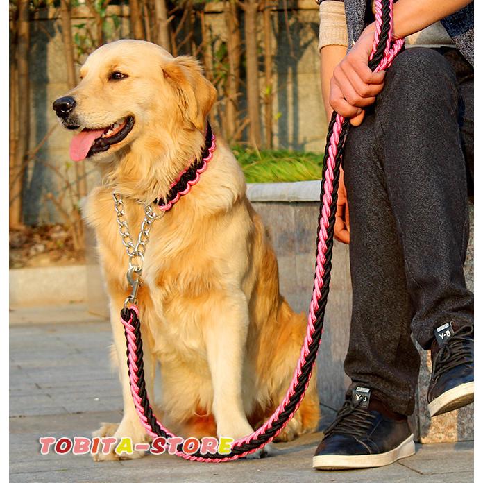 犬 リード 首輪 極太 ペット ドッグ ハーフチョーク チョーカー 編込み 大型犬 中型犬 小型犬