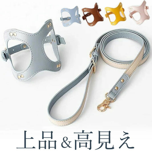 今年の新品 上品カラーで高見え 防水 ハーネス＆リード ハーネスリード ハーネスリードセット 胴輪 ハーネス リード 犬 イヌ ドッグ dog 小型犬 犬用 ペット用 犬具 胴輪 散歩 出かけ 簡単上