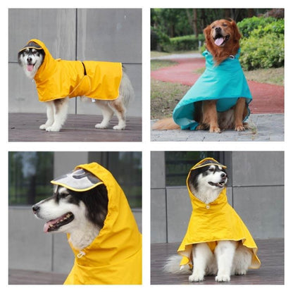 犬のカッパ ペット服 中型 犬用レインコート ドッグウェア 犬レインコート ねこ ハーネス付け可能 カッパ 犬服 帽子付 軽量 犬 いぬ リード穴