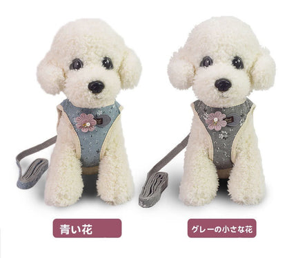 ハーネスリードセット2点セット犬用猫用胴輪ハーネスリード散歩紐お散歩グッズ簡単装着メッシュベスト胸当てペット用おしゃれか