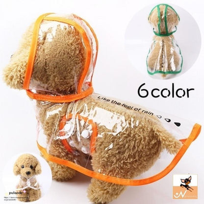 新作 ペットウェア レインコート ポンチョ 犬用 ペット用 フード付き 雨具 雨合羽 雨かっぱ ドッグウェア クリア 透明 シンプル お洒落 便利 お散歩