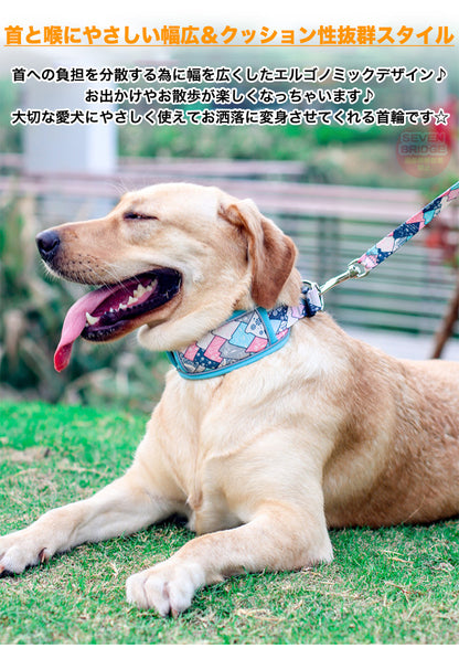 首や喉に優しい 和柄 ペット ペットグッズ 中型犬 ソフト 光反射 小型犬 大型犬 幅広 首輪 素材 犬 ドッグ
