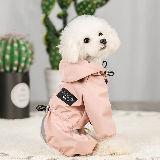 ペット服 ドッグウェア レインコート 犬の服 犬服 雨服 雨具 パーカー フード付き 四足 小中型犬用 雨の日 防水 雨具 お散歩 梅雨対策 着脱簡単