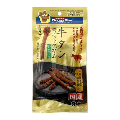 <a href="https://www.qoo10.jp/gmkt.inc/Search/brand.aspx?brandno=25753" target="_blank" class="title_brand" id="btn_brand" title="ドギーマン">ドギーマン</a>牛タン贅沢つつみガム 野菜入り 6本
