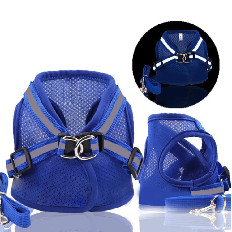ペット 犬用 猫用 ハーネス リードセット メッシュ 通気性 胴輪 軽量 シンプル 簡単装着 S M L XL 夜間反射 夜間反射 小型犬 中型犬 お散歩 お出かけ グッズ 安全 抜けない プードル