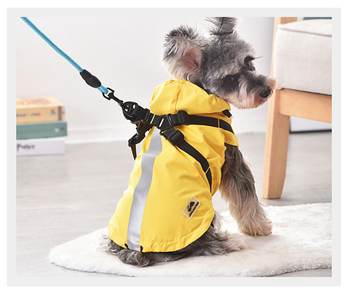 レインコート 服 ドッグウェア 一体型 ウェア 犬 フード付 ハーネス 中型犬 ペット ドッグ 猫 小型犬