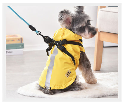 レインコート 服 ドッグウェア 一体型 ウェア 犬 フード付 ハーネス 中型犬 ペット ドッグ 猫 小型犬