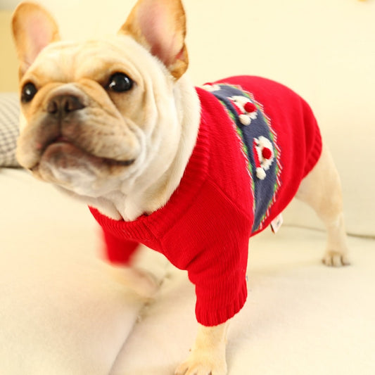犬 服 犬の服 ペット服 ドッグウェア セーター ニット クリスマス サンタ柄 秋冬 保温防寒 小中型犬 メール便対応
