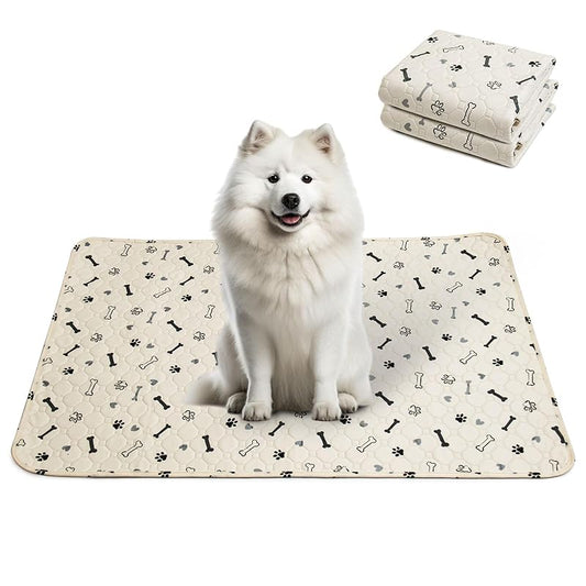 【即納】STVICTORY ペットシーツ 洗える 犬 猫 ペット用 おしっこマット 下敷き ペットマット 滑り止め 防水 速乾 消臭 子犬/シニア犬の介護シーツ 繰り返し使用可能 多頭飼い 骨柄（オフ