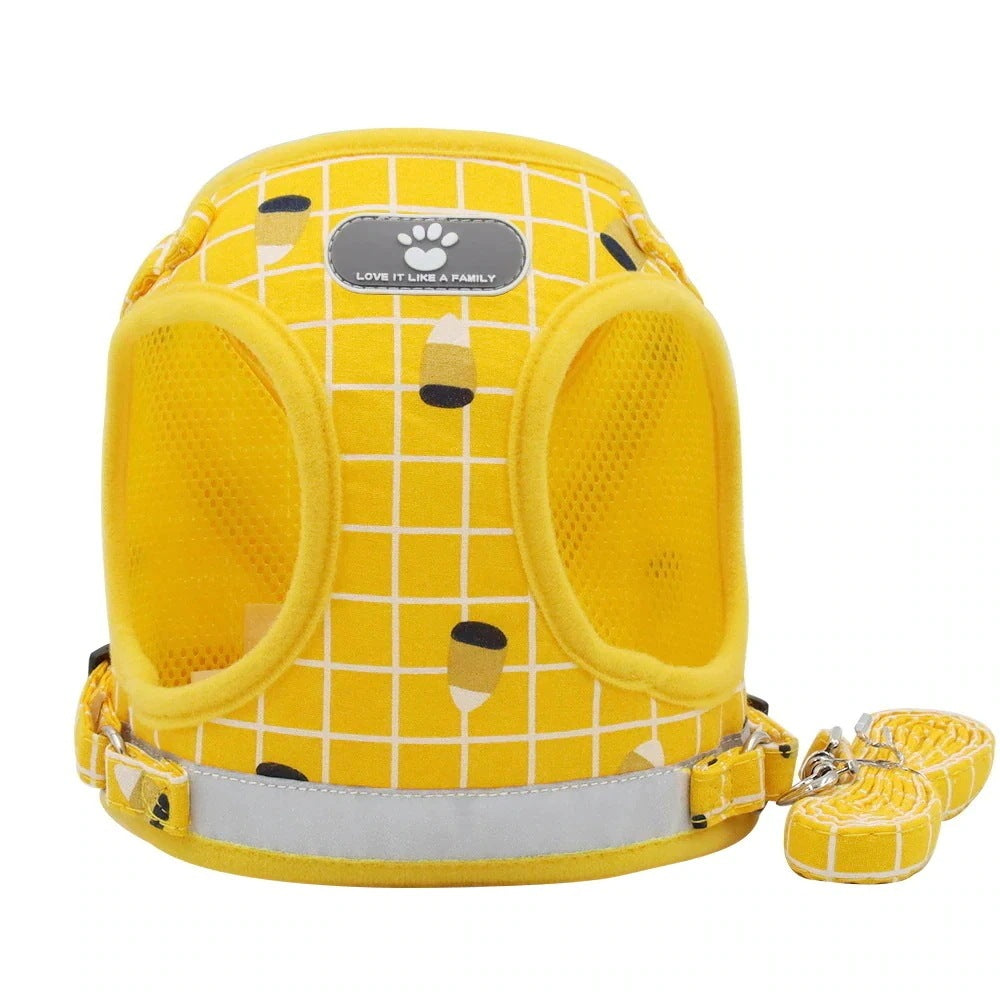 犬用 ハーネス リードセット 中型犬小型犬 脱げない 着せやすい おしゃれな犬ファッション ペット用品かわいい犬ベルト 7カラー選べる