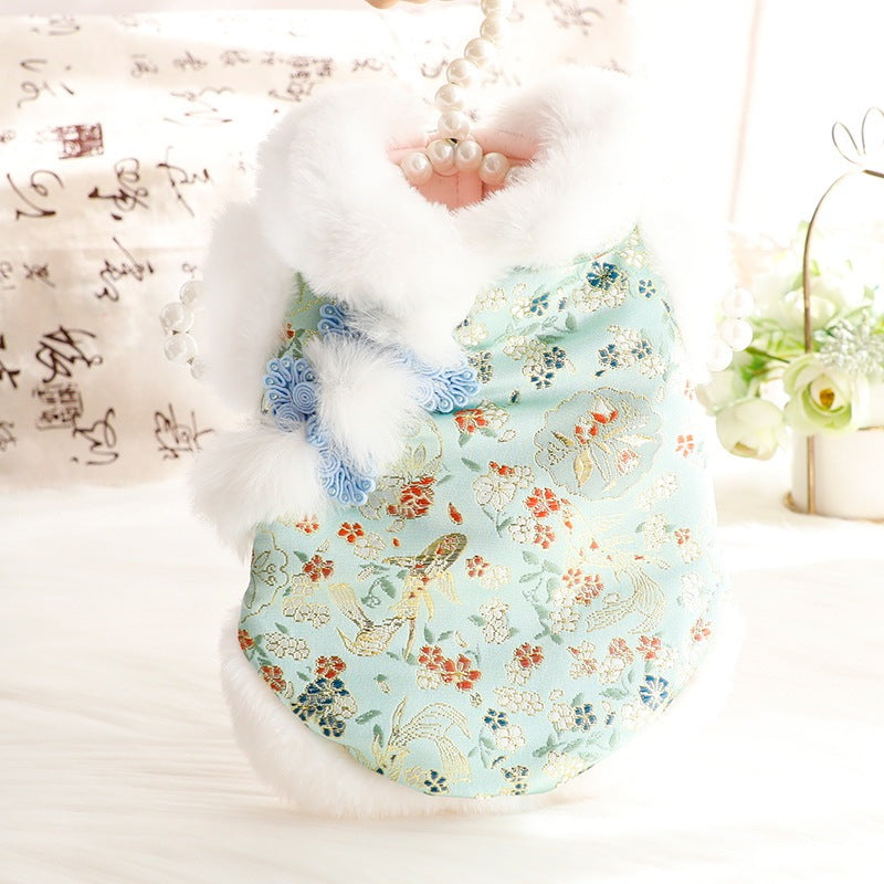 ペットウェア かわいい 3色XS-XL秋冬あたたまることスエード入り厚手タイプ犬の服かわいい中国風新年猫の新生ミルク犬のミルク猫のプリンセス子犬マシュマロ小型犬テディ服