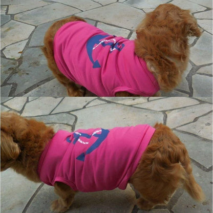超目玉新品 ペットファッション 犬服 ドッグウェア ペットウェア 薄手 ノースリーブ プリントＴシャツ 碇 マリン 犬用 犬 いぬ ドッグ 可愛い かわいい