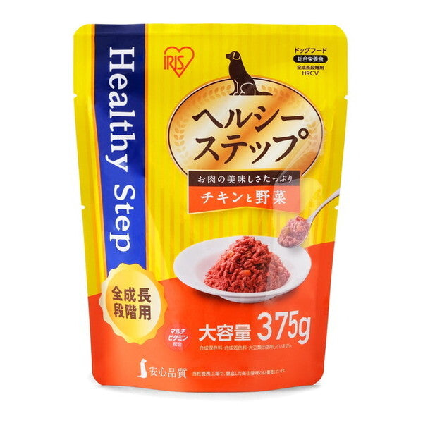<a href="https://www.qoo10.jp/gmkt.inc/Search/brand.aspx?brandno=49458" target="_blank" class="title_brand" id="btn_brand" title="アイリスオーヤマ">アイリスオーヤマ</a>HRCV ヘルシーステップレトルト ドッグフード (チキンと野菜 375g 全成長段階用)