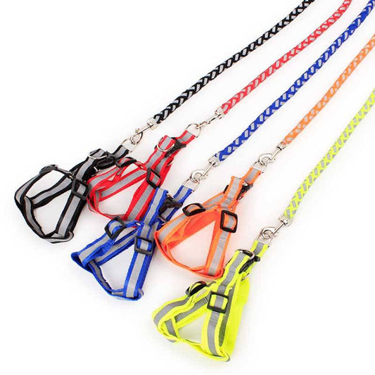 リードハーネス 2点セット プチプラ お得 犬用品 ペットグッズ 反射材 ハーネス リード 長さ約120cm 小型犬 中型犬 大型犬 首輪