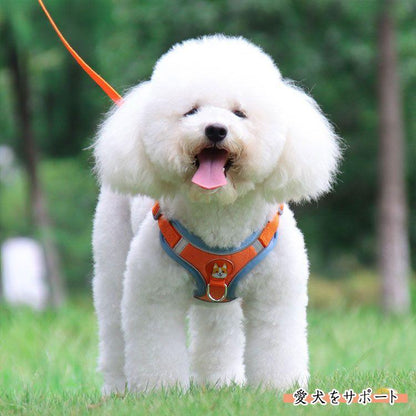 新商品プロモーション，数量限定 犬用 ハーネス 小型犬用 ハーネス リード ２点セット ペット用品 小型犬 全６色 S M L XL リード長さ約15ｍ ハーネス　胴輪　簡単着犬用 ハーネス