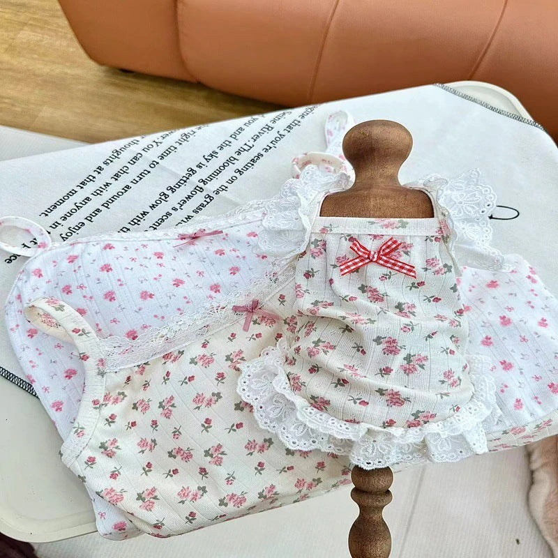[犬 服]犬 洋服 ins人気商品 ペット服春夏新作レースホルターショート犬猫ホームウェア