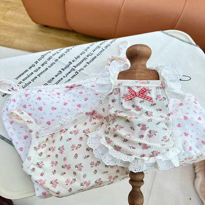 [犬 服]犬 洋服 ins人気商品 ペット服春夏新作レースホルターショート犬猫ホームウェア