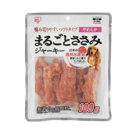 <a href="https://www.qoo10.jp/gmkt.inc/Search/brand.aspx?brandno=49458" target="_blank" class="title_brand" id="btn_brand" title="アイリスオーヤマ">アイリスオーヤマ</a>P-IJ-S100 まるごとささみジャーキー やわらか 100g