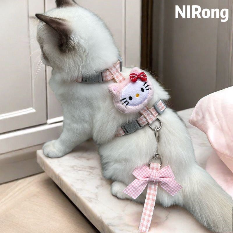 メガ割日系かわいい蝶ネクタイ猫牽引ロープウサギ首輪猫チェーン工字型散歩ロープは外出を調節できる914
