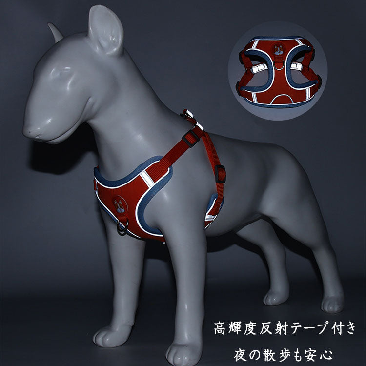 小型犬用 ベスト型ハーネス＆リード２点セット 小型犬ハーネス 首の負担軽減 胸や腹部に優しい