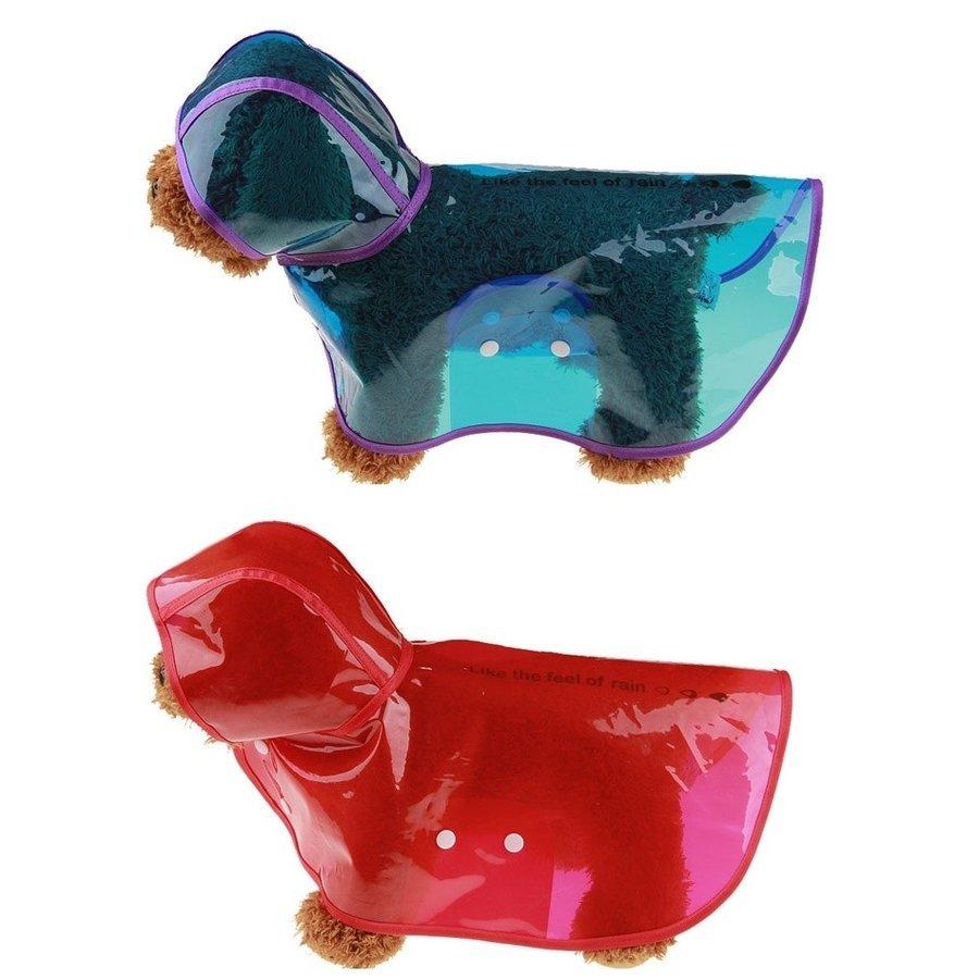 ペットファッション 犬用レインコート レインポンチョ ポンチョ型 ドッグウェア 雨具 カッパ レインウェア スケルトン 半透明 パーカー 帽子付き