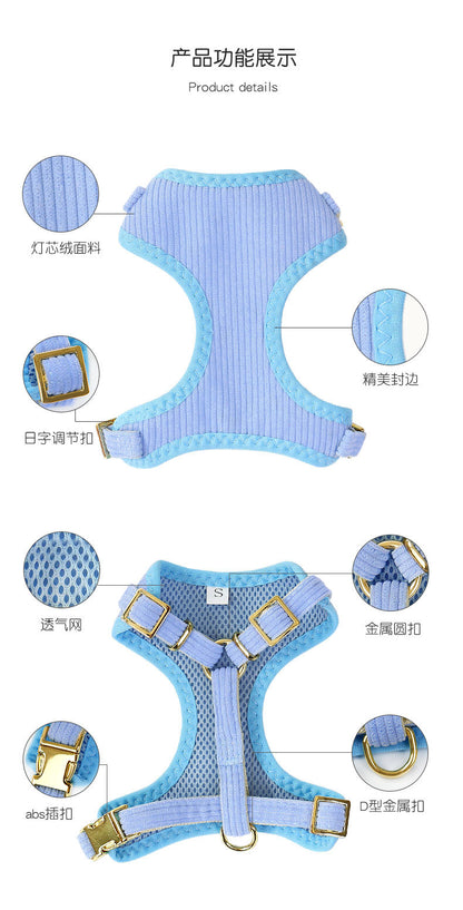 ペット用品 中型犬 2点セット ペットハーネス おしゃれ ハーネス 犬用 軽量 簡単装着 胴輪 ハーネスリードセット 犬用ハーネス お出かけ シンプル 66 お散歩 犬 猫用 小型犬 ネコ用ハーネス