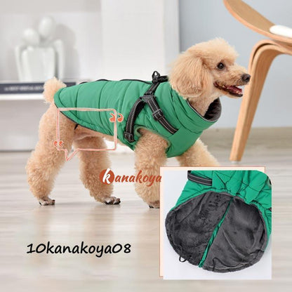 犬 服 ウエア ベスト 犬の服 秋 冬 背中開き タンクトップ ジャケット コート アウター 反射テープ 裏起毛 暖かい あったか ハーネス付き ファス