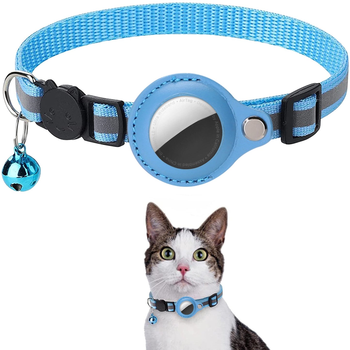 AirTag 保護ケース カバー 紛失防止 首輪 ペット首輪 犬 猫 動物 エアタグ AirTagケース エアタグ 収納ケース 猫首輪 犬首輪 ベル付き サイズ調節可能 反射 迷子 GPS 追跡 軽量