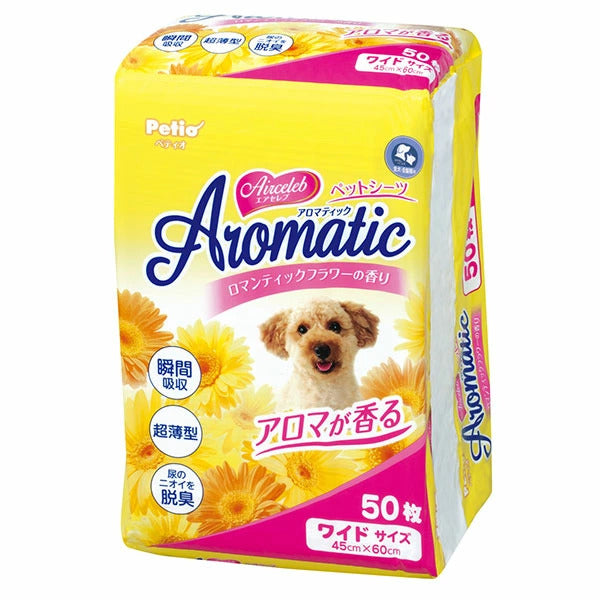 <a href="https://www.qoo10.jp/gmkt.inc/Search/brand.aspx?brandno=66334" target="_blank" class="title_brand" id="btn_brand" title="ペティオ">ペティオ</a>エアセレブ アロマティック ペットシーツ ワイド 50枚 犬猫用 ネコ シーツ ワイド 香料付 高分