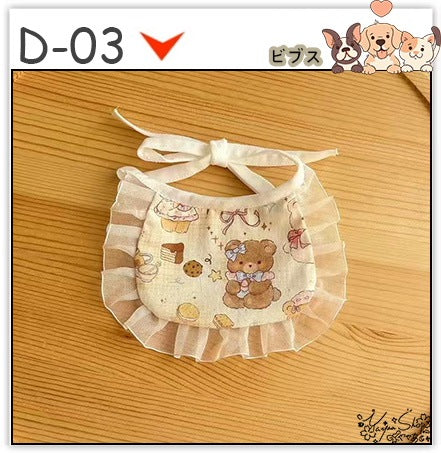 【3+1枚 / 5+2枚】超人気のインスタイルフラワービブ猫唾液タオル純粋な手作り犬用ビブペット織りネックスカーフ