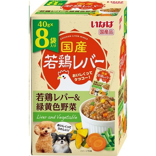 <a href="https://www.qoo10.jp/gmkt.inc/Search/brand.aspx?brandno=77771" target="_blank" class="title_brand" id="btn_brand" title="いなばペットフード">いなばペットフード</a>若鶏レバーパウチ 8袋入り 若鶏レバー&緑黄色野菜 40g8袋
