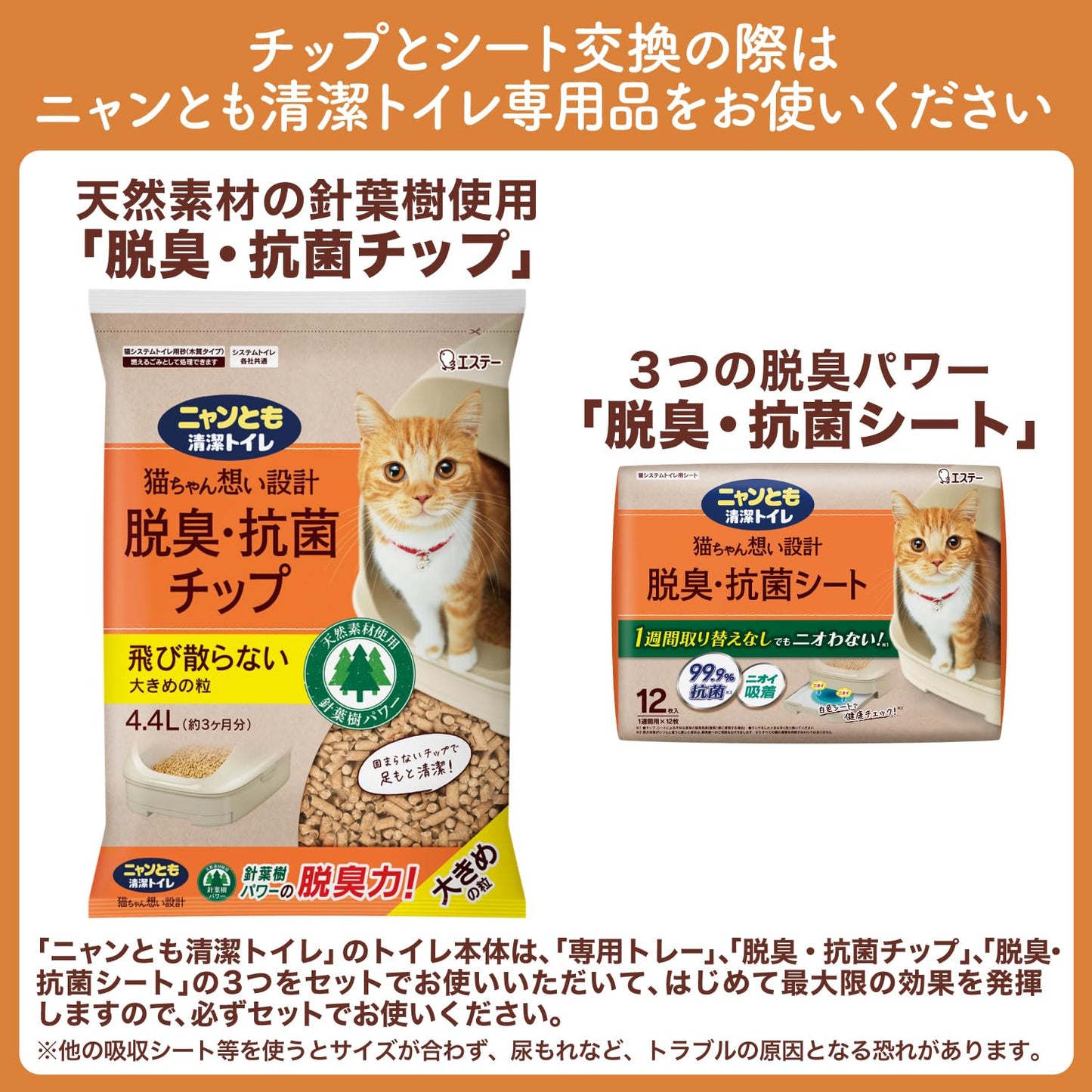 ニャンとも清潔トイレ [3つの脱臭成分で強力脱臭] 脱臭・抗菌シート 複数ねこ用 8枚 [猫用システムトイレシート] システムトイレ 猫用 トイレシート 消臭