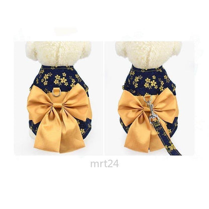 ドッグウェア 犬服 リード付き 着物風 和服風 和風 花柄 桜 薔薇 蝶 チョウ リボン帯 レトロ