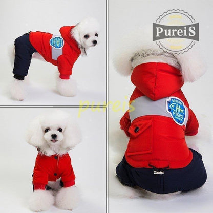 大人の魅力 犬服 ペット服 ペット用品 秋冬中綿ダウンジャケット 防寒 もこもこ あったか つなぎ ロンパース オーバーオール 前開き 小型犬 ペット用 お出掛け お散歩