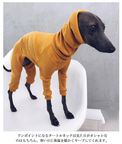 新品掲載！タートルネックドッグウェアペットウェア袖あり中型犬大型犬パジャマイタグレサルーキ犬服ックスリムフィット長袖tシャツカットソー部屋着あったか
