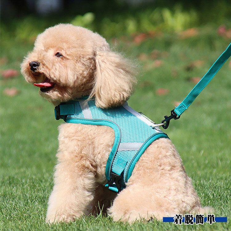 新商品プロモーション，数量限定 犬用 ハーネス 小型犬用 ハーネス リード ２点セット ペット用品 小型犬 全６色 XS S M L リード15ｍ ハンドル 反射布 メッシュハーネス犬用 ハーネス